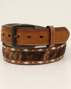 Moonshine Spirit Men's Hair-On Diamond Studded Western Belt