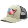 Oil Field Hats Men's Loden & Black American Flag US Patch Mesh-Back Ball Cap