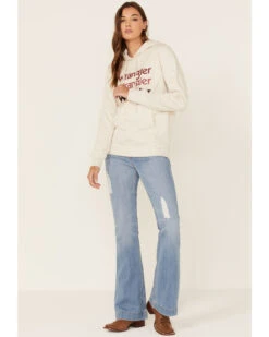 Wrangler Women's Multi Stacked Logo Shirttail Pullover Hoodie -Little Wild Horse Shop 2000350345 104 P4