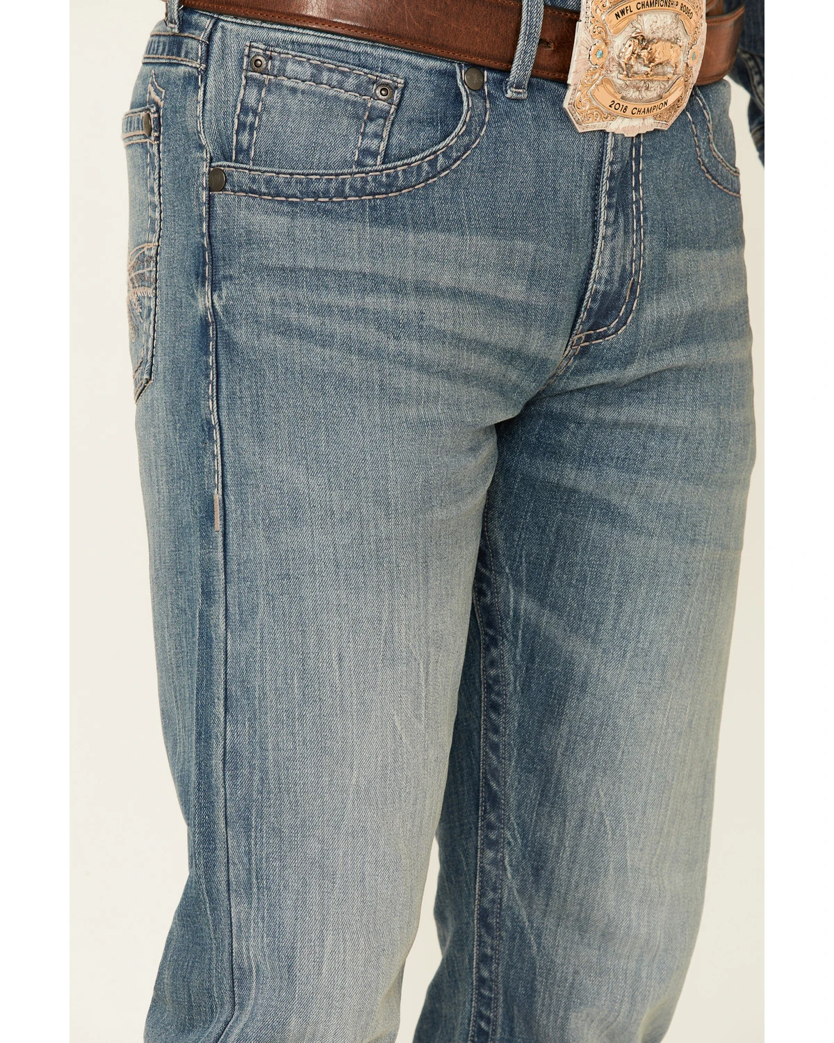 Rock 47 By Wrangler Men's Cochran Medium Wash Stretch Slim Straight Jeans 2 Rock 47 By Wrangler Men's Cochran Medium Wash Stretch Slim Straight Jeans - Image 2