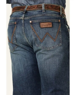 Wrangler Retro Men's Mauney Dark Wash Stretch Slim Straight Jeans - Long -Little Wild Horse Shop 2000350743 400 P3