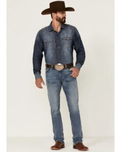 Rock & Roll Denim Men's Hooey Light Vintage Wash Revolver Stretch Slim Straight Jeans -Little Wild Horse Shop 2000351106 400 P3