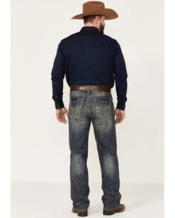 Rock & Roll Denim Men's Vintage Dark Wash Double Barrel Relaxed Straight Jeans