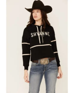 Shyanne Life Women's Cropped Embroidered Hoodie - Black