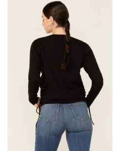 Shyanne Women's Namaste Yall Side Lacing Long Sleeve Graphic Sweatshirt -Little Wild Horse Shop 2000351336 001 P3