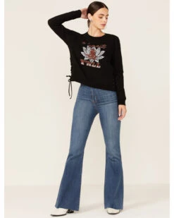 Shyanne Women's Namaste Yall Side Lacing Long Sleeve Graphic Sweatshirt -Little Wild Horse Shop 2000351336 001 P4