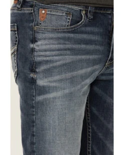 Moonshine Spirit Men's Diamond Hitch Medium Dark Wash Stretch Slim Straight Jeans -Little Wild Horse Shop 2000351731 400 P3