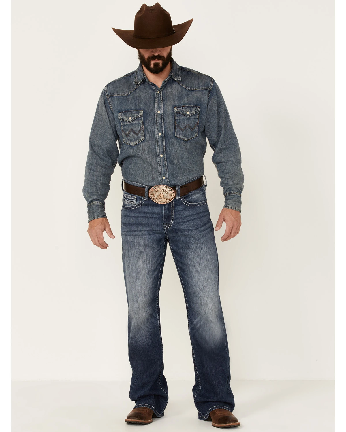 Cody James Men's Double Kicker Medium Dark Wash Stretch Relaxed Bootcut Jeans 1 Cody James Men's Double Kicker Medium Dark Wash Stretch Relaxed Bootcut Jeans