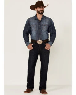 Rock & Roll Denim Men's Dark Wash Double Barrel Relaxed Straight Leg Jeans -Little Wild Horse Shop 2000352156 400 P3