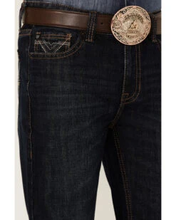 Rock & Roll Denim Men's Dark Wash Double Barrel Relaxed Straight Leg Jeans -Little Wild Horse Shop 2000352156 400 P4