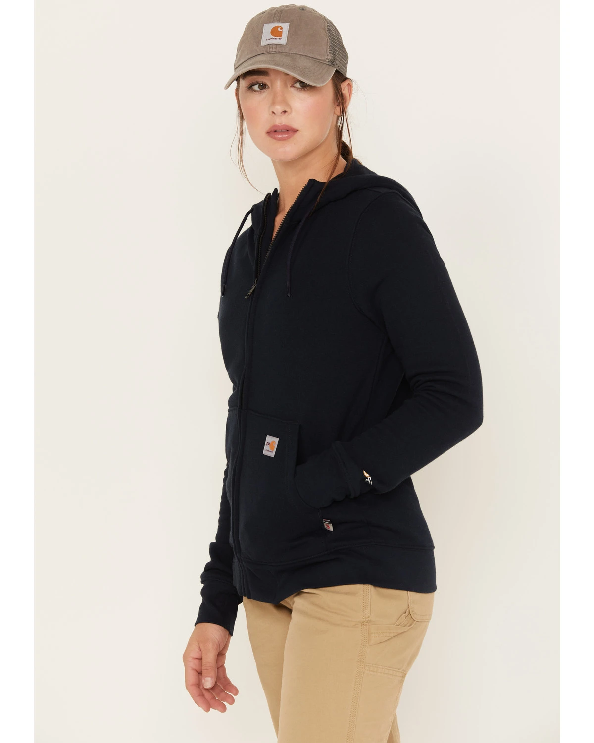 Carhartt Women's Force FR Relaxed Fit Zip Front Sweatshirt Work Hoodie 2 Carhartt Women's Force FR Relaxed Fit Zip Front Sweatshirt Work Hoodie - Image 2