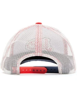 Justin Men's Navy Red & White Embroidered Flag Logo Mesh-Back Ball Cap -Little Wild Horse Shop 2000353914 410 P3