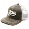 Justin Men's Brown Oilskin Embroidered Logo Mesh-Back Ball Cap