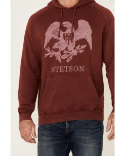 Stetson Men's Red Mineral Wash Distressed Eagle Graphic Hooded Sweatshirt -Little Wild Horse Shop 2000354136 400 P3