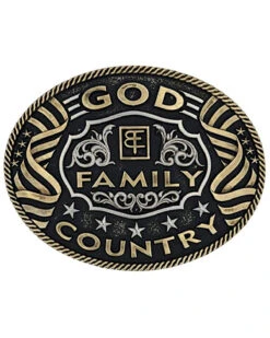 Montana Silversmiths Men's God, Family, Country Belt Buckle
