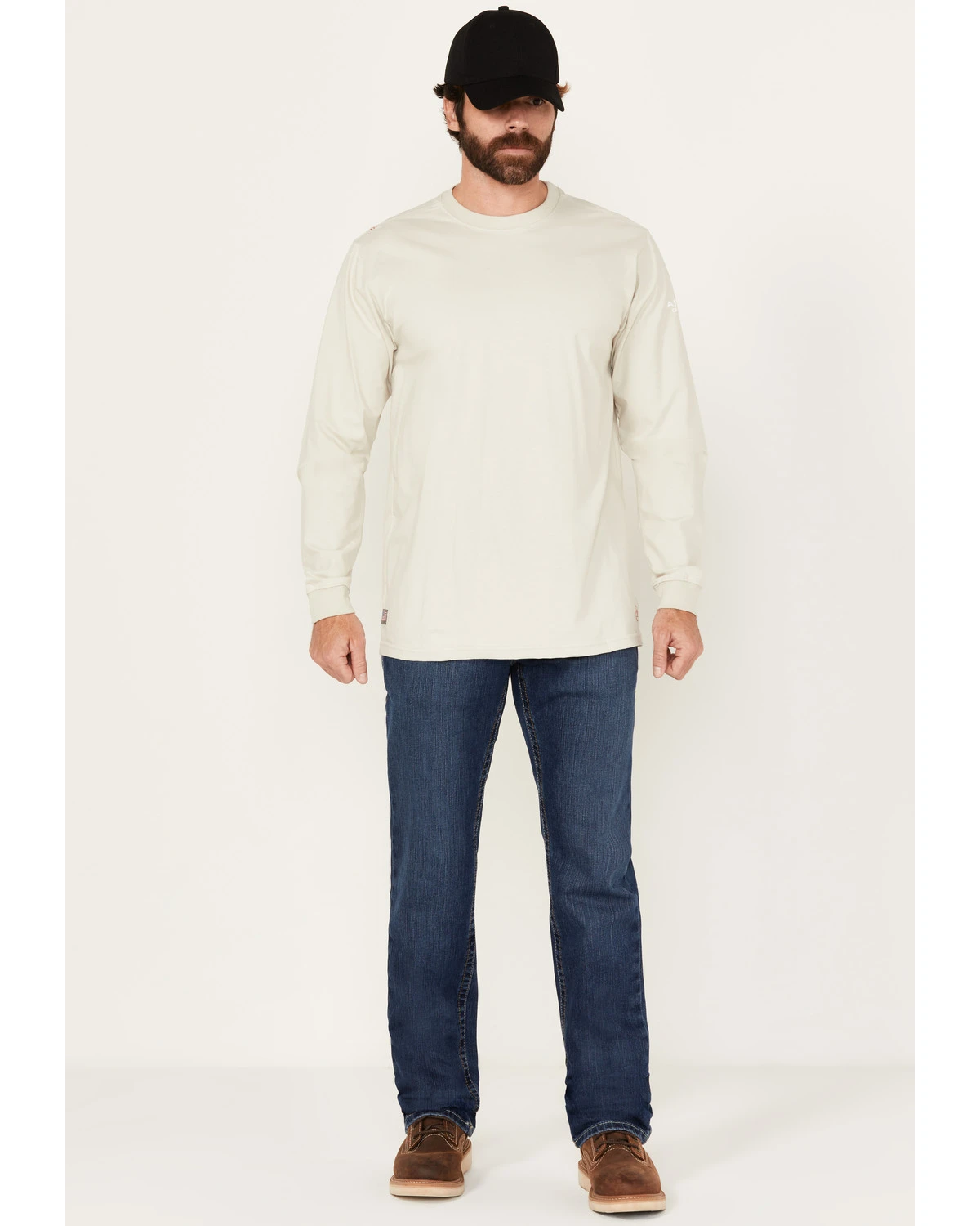 Ariat Men's FR M7 Flint Medium Wash Duratretch Basic Slim Straight Work Jeans 1 Ariat Men's FR M7 Flint Medium Wash Duratretch Basic Slim Straight Work Jeans