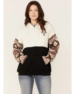 Paramount Network's Yellowstone Women's Mauve Southwestern Sleeve Hoodie Pullover