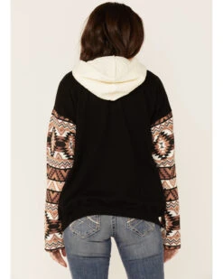 Paramount Network's Yellowstone Women's Mauve Southwestern Sleeve Hoodie Pullover -Little Wild Horse Shop 2000356684 661 P3