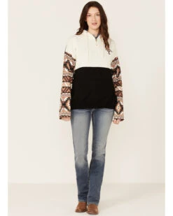 Paramount Network's Yellowstone Women's Mauve Southwestern Sleeve Hoodie Pullover -Little Wild Horse Shop 2000356684 661 P4