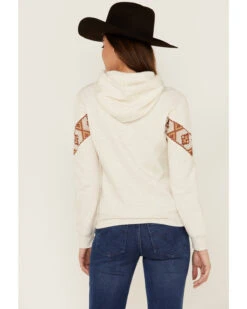 RANK 45 Women's Logo Southwestern Print Sleeve Trim Pullover Hooded Sweatshirt -Little Wild Horse Shop 2000358415 104 P4