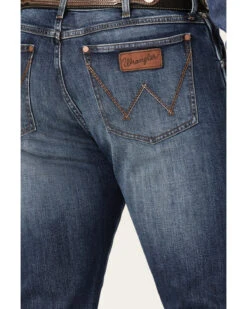 Wrangler Retro Men's Ranch Med Dark Wash Stretch Slim Straight Jeans -Little Wild Horse Shop 2000359720 415 P4