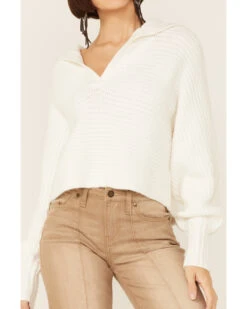 Revel Women's Sierra Collar Knit Long Sleeve Pullover Sweatshirt -Little Wild Horse Shop 2000360280 100 P3