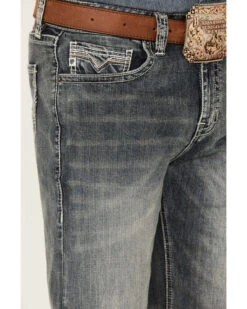 Rock & Roll Denim Men's Medium Vintage Wash Double Barrel Stretch Relaxed Straight Jeans -Little Wild Horse Shop 2000360313 400 P4
