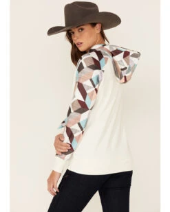 Hooey Women's Modern Colorblock Geo Print Pullover Hooded Sweater -Little Wild Horse Shop 2000360944 110 P3