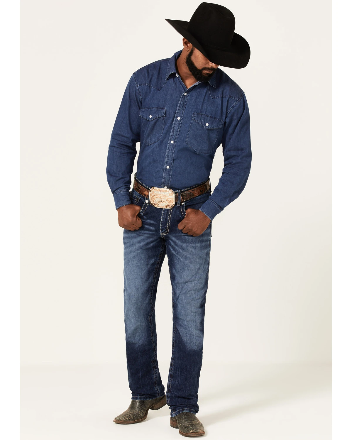 Rock 47 By Wrangler Men's Prichett Dark Wash Stretch Slim Straight Jeans 1 Rock 47 By Wrangler Men's Prichett Dark Wash Stretch Slim Straight Jeans