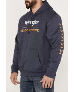 Wrangler Men's Yellowstone Logo Sleeve Hooded Sweatshirt -Little Wild Horse Shop 2000361693 410 P3