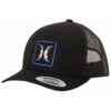Hurley Men's Black On Black Utah Embroidered Logo Mesh-Back Trucker Hat