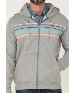 HOOey Men's Chest Stripe Light Gray Zip-Front Hooded Jacket -Little Wild Horse Shop 2000363526 025 P3