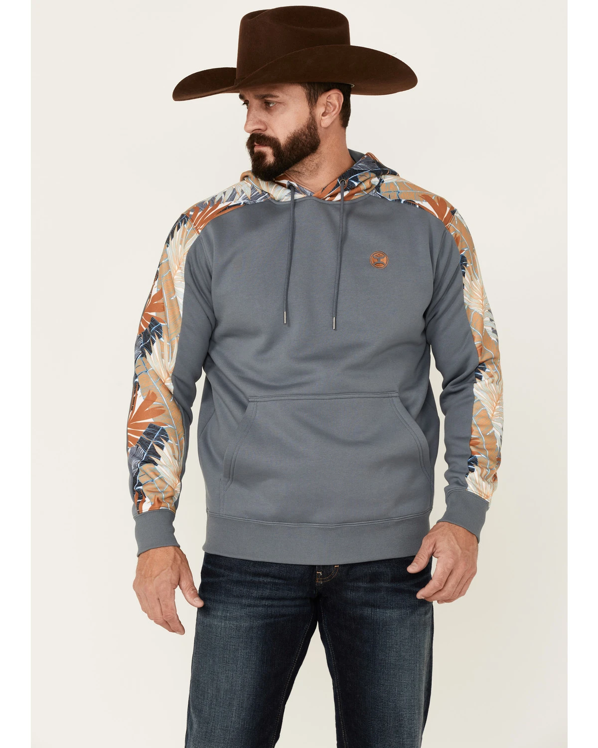 Hooey Men's Palm Tree Print Sleeve Hooded Sweatshirt 1 Hooey Men's Palm Tree Print Sleeve Hooded Sweatshirt