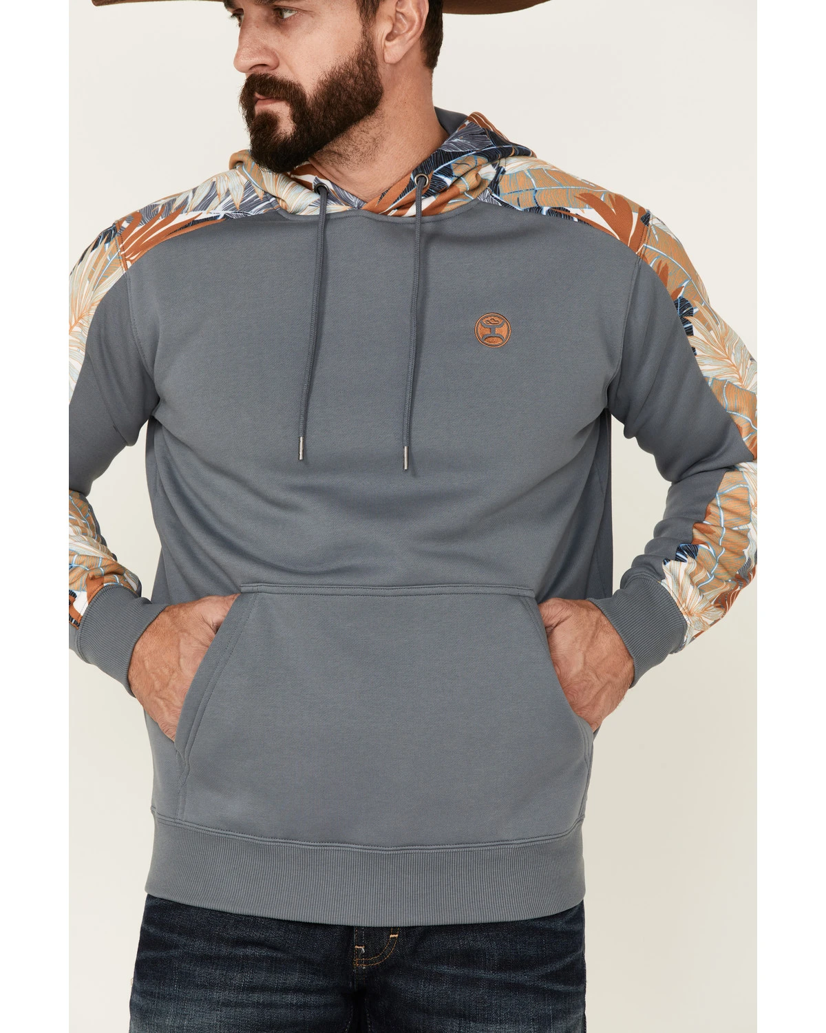 Hooey Men's Palm Tree Print Sleeve Hooded Sweatshirt 3 Hooey Men's Palm Tree Print Sleeve Hooded Sweatshirt - Image 3