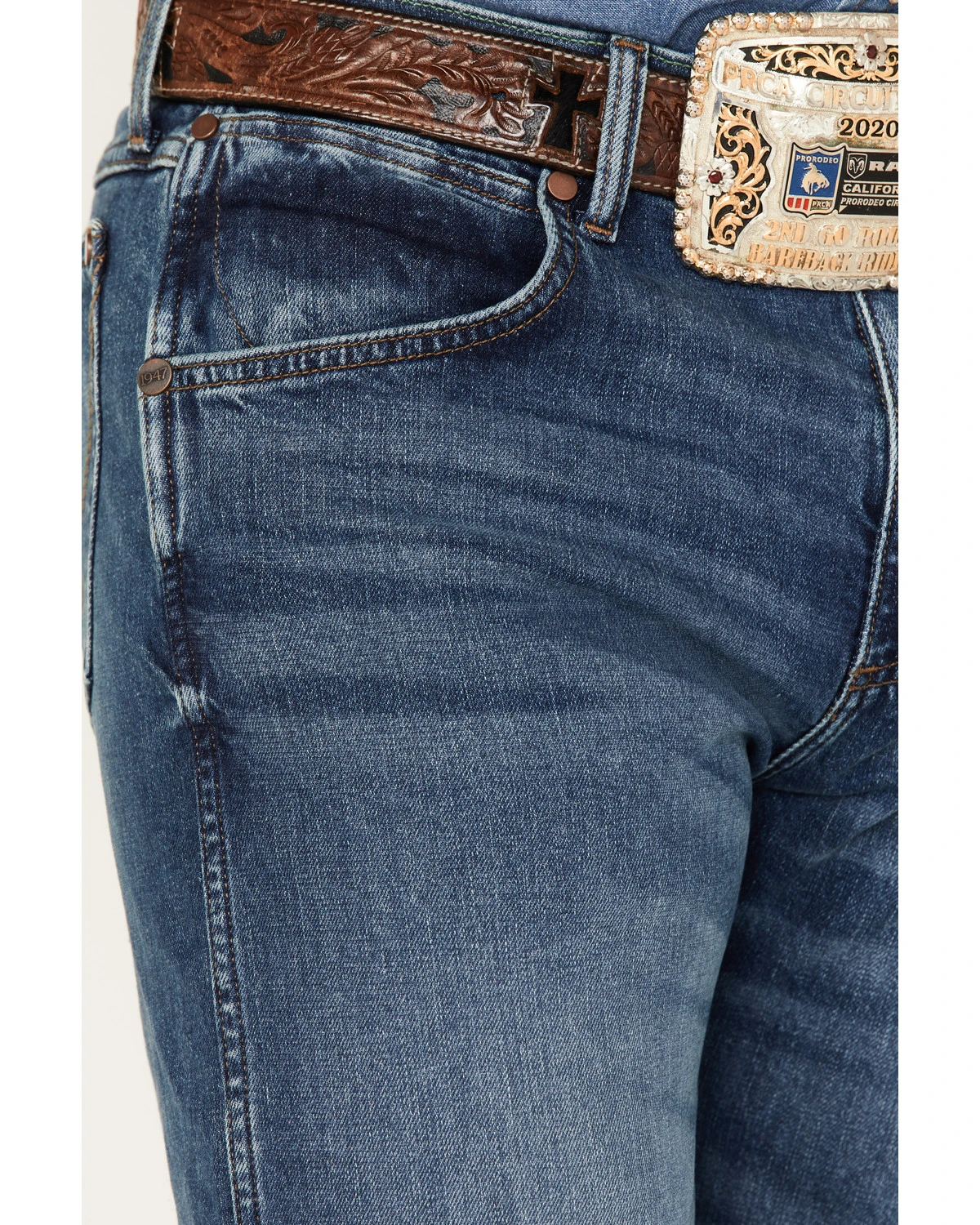 Wrangler Retro Men's Ferris Medium Wash Stretch Slim Straight Jeans 2 Wrangler Retro Men's Ferris Medium Wash Stretch Slim Straight Jeans - Image 2