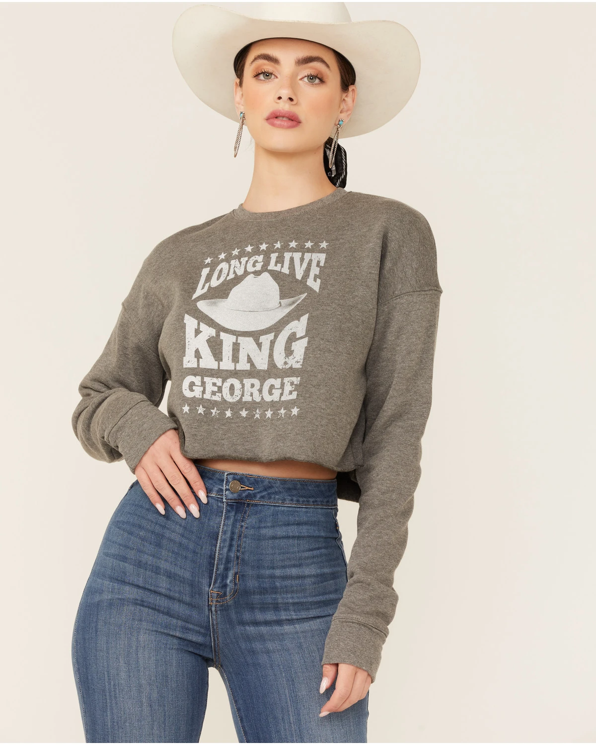 Ruby's Rubbish Women's Heather Gray Long Live King George Graphic Sweatshirt 1 Ruby's Rubbish Women's Heather Gray Long Live King George Graphic Sweatshirt