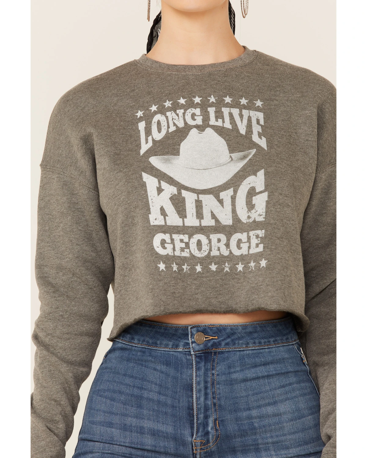Ruby's Rubbish Women's Heather Gray Long Live King George Graphic Sweatshirt 2 Ruby's Rubbish Women's Heather Gray Long Live King George Graphic Sweatshirt - Image 2