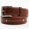 Hawx Men's Brown Center Stitch Studded Leather Belt