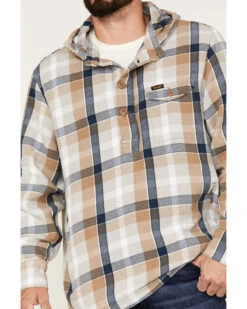 Wrangler Men's Plaid Print 1/4 Button Front Unlined Hooded Pullover 6 Wrangler Men's Plaid Print 1/4 Button Front Unlined Hooded Pullover -Little Wild Horse Shop 2000366036 280 P3