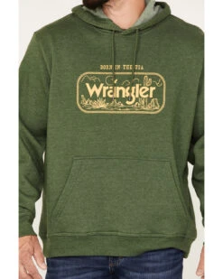 Wrangler Men's Heather Forest Crest Logo Graphic Hooded Sweatshirt -Little Wild Horse Shop 2000366038 300 P3