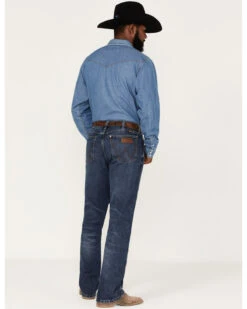 Wrangler Retro Green Men's Antique Dark Wash Stretch Slim Bootcut Jeans -Little Wild Horse Shop 2000366714 416 P3