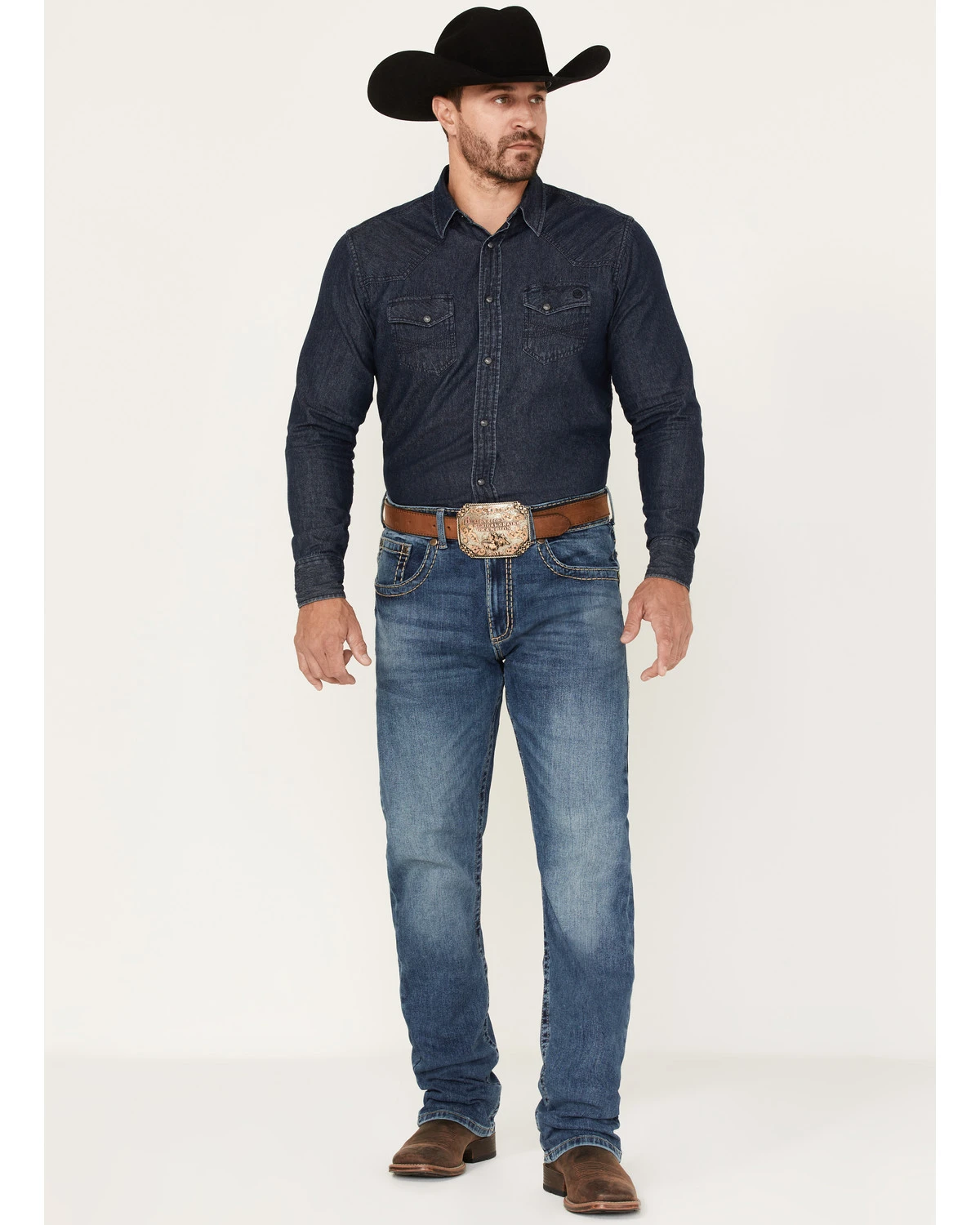 Rock 47 By Wrangler Men's Ash Medium Wash Stretch Slim Straight Jeans 1 Rock 47 By Wrangler Men's Ash Medium Wash Stretch Slim Straight Jeans