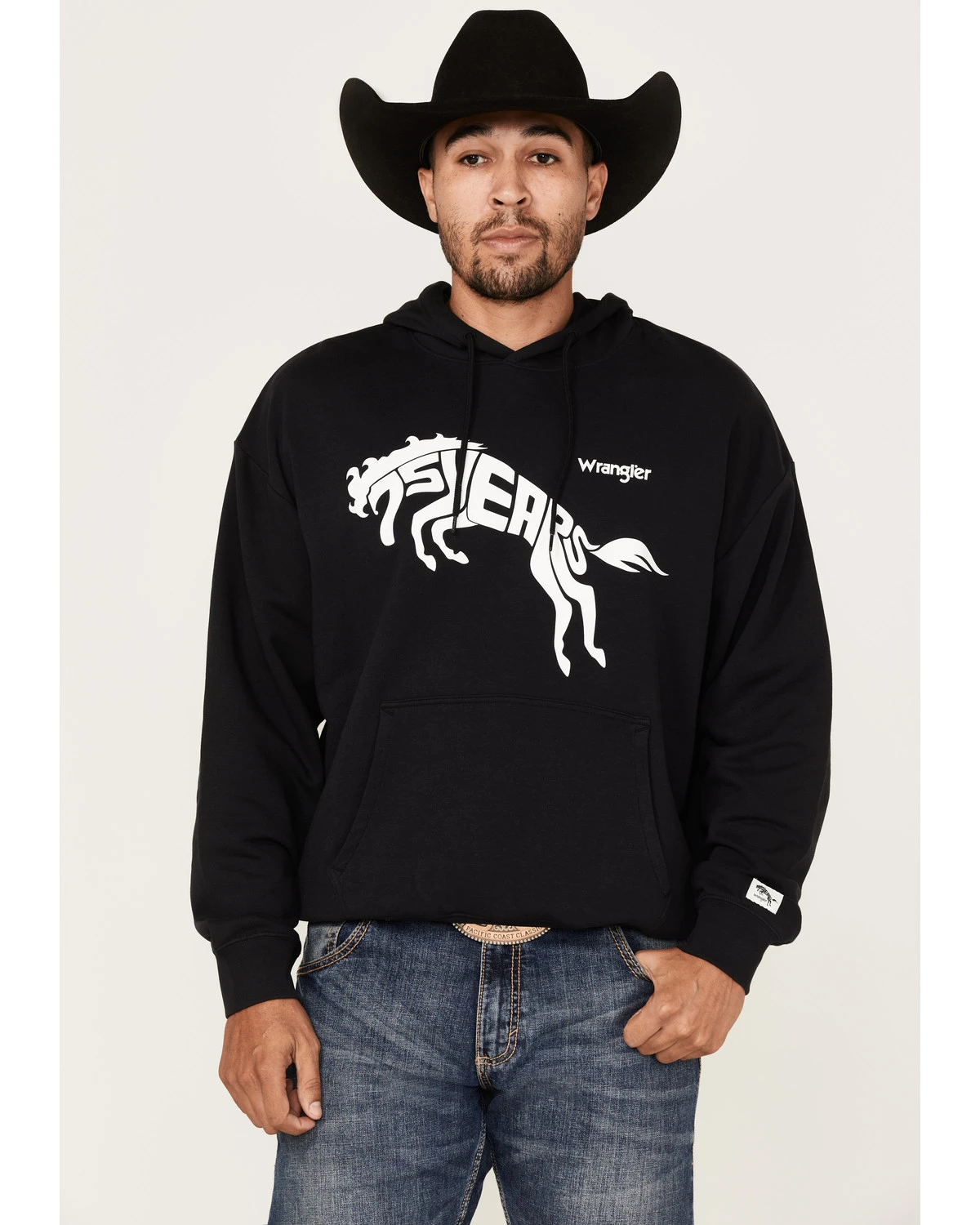 Wrangler Men's 75 Years Black Horse Graphic Hooded Sweatshirt 1 Wrangler Men's 75 Years Black Horse Graphic Hooded Sweatshirt