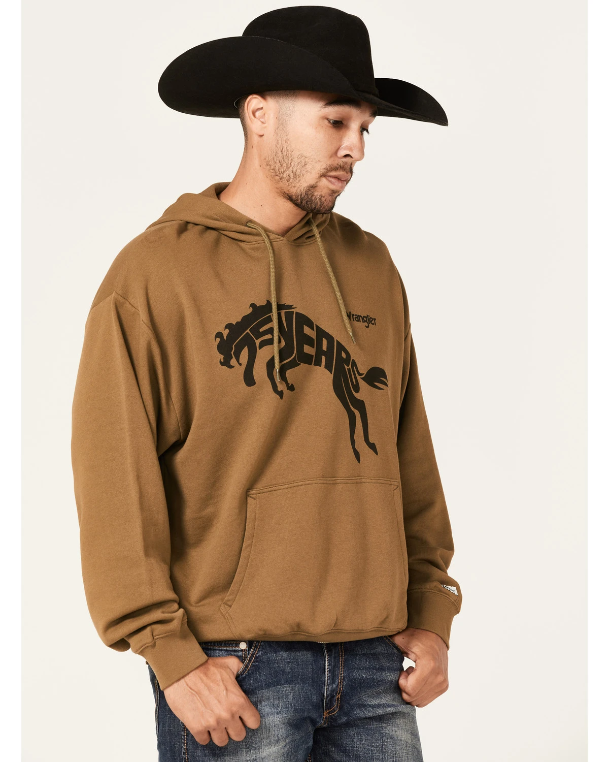 Wrangler Men's 75 Years Olive Horse Graphic Hooded Sweatshirt 3 Wrangler Men's 75 Years Olive Horse Graphic Hooded Sweatshirt - Image 3