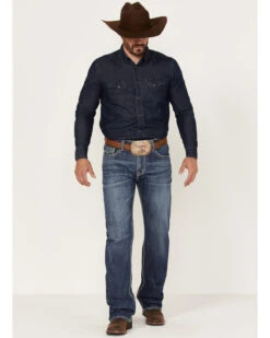 Rock & Roll Denim Men's Dark Wash Double Barrel Stretch Relaxed Straight Jeans 6 Rock & Roll Denim Men's Dark Wash Double Barrel Stretch Relaxed Straight Jeans -Little Wild Horse Shop 2000367642 201 P3