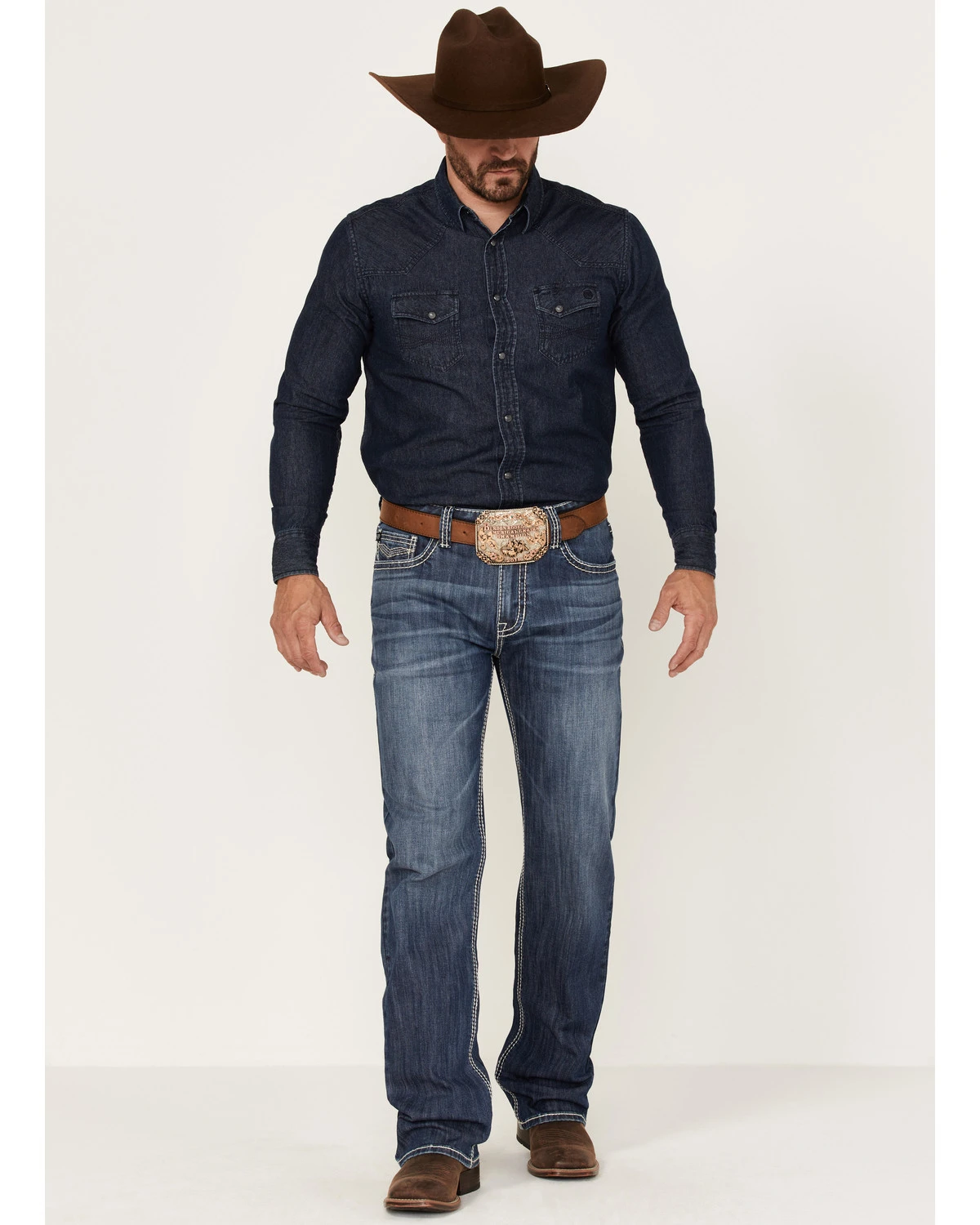 Rock & Roll Denim Men's Dark Wash Double Barrel Stretch Relaxed Straight Jeans 3 Rock & Roll Denim Men's Dark Wash Double Barrel Stretch Relaxed Straight Jeans - Image 3