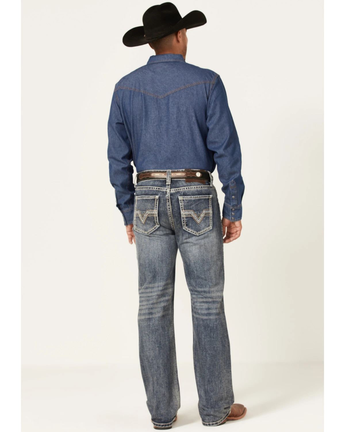 Rock & Roll Denim Men's Double Barrel Medium Wash Two Tone Raise Relaxed Straight Jeans 1 Rock & Roll Denim Men's Double Barrel Medium Wash Two Tone Raise Relaxed Straight Jeans