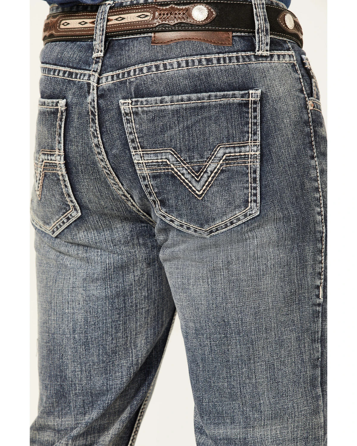 Rock & Roll Denim Men's Double Barrel Medium Wash Two Tone Raise Relaxed Straight Jeans 2 Rock & Roll Denim Men's Double Barrel Medium Wash Two Tone Raise Relaxed Straight Jeans - Image 2