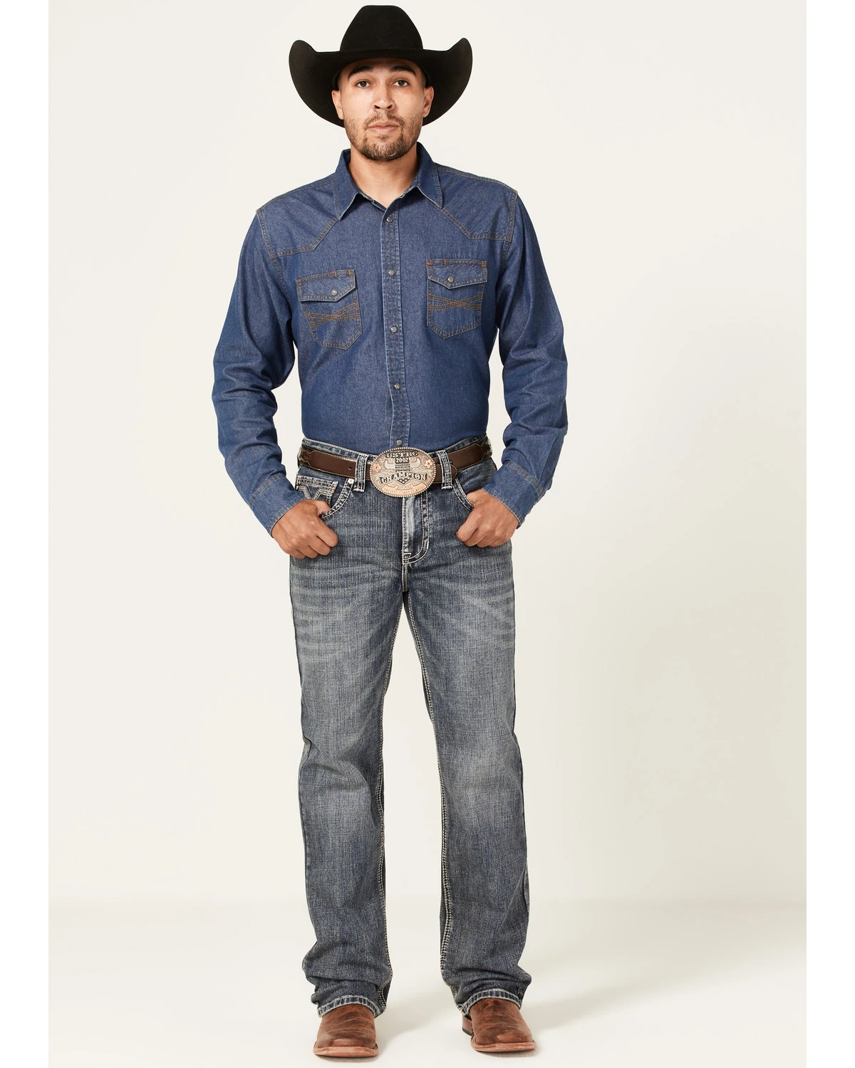 Rock & Roll Denim Men's Double Barrel Medium Wash Two Tone Raise Relaxed Straight Jeans 3 Rock & Roll Denim Men's Double Barrel Medium Wash Two Tone Raise Relaxed Straight Jeans - Image 3