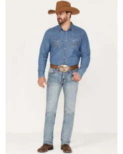 Rock & Roll Denim Men's Medium Wash Mid Rise Bootcut Jeans -Little Wild Horse Shop 2000368123 414 P3